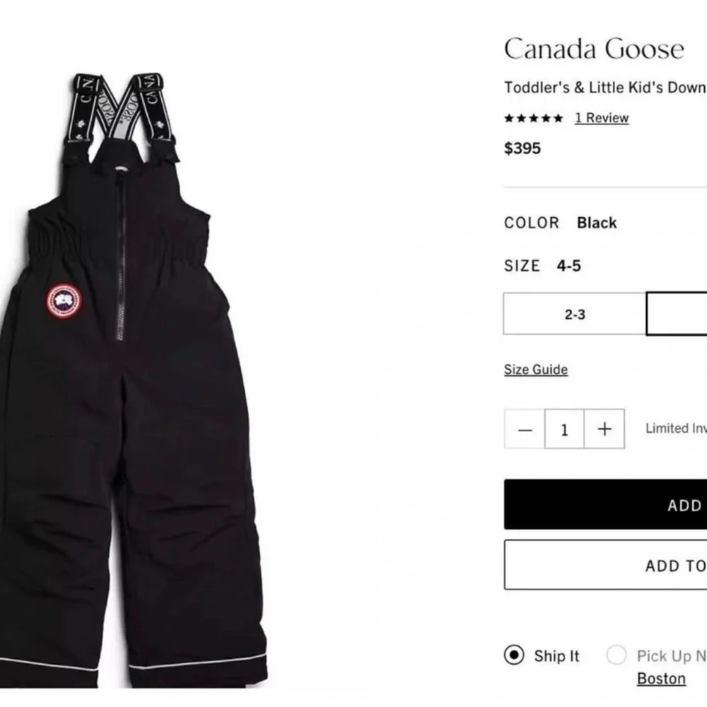Canada Goose Kids Black Overalls - Picture 5 of 9